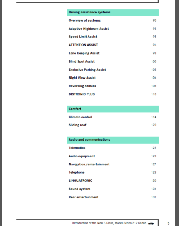 Introduction into service manual – Model series 212 New E class 3