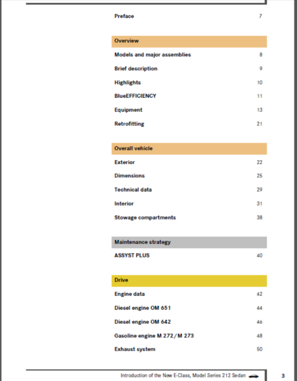 Introduction into service manual – Model series 212 New E class